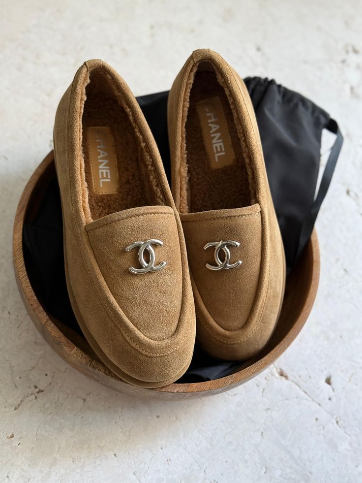 Chanel Shearling-Lined Suede Loafer Moccasin