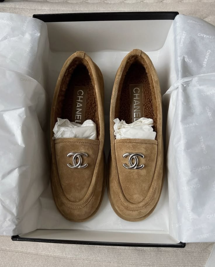 Chanel Shearling-Lined Suede Loafer Moccasin