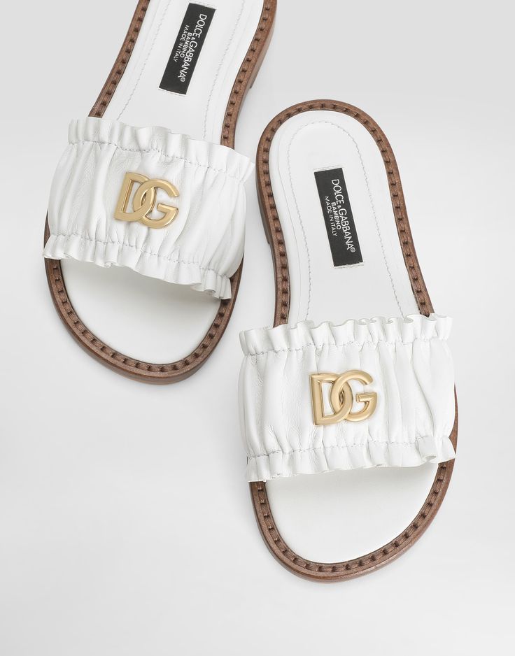 Dolce & Gabbana Kids Ruffled Leather Slide