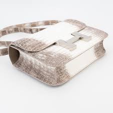 Hermès White Matte Niloticus Crocodile Himalaya Constance 24