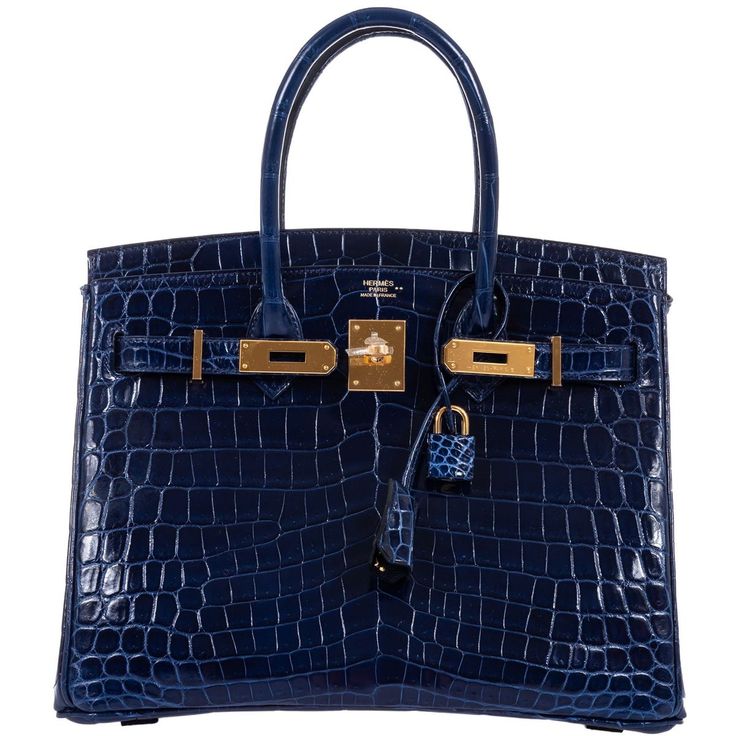 Hermès Bleu Marine Shiny Niloticus Crocodile Birkin