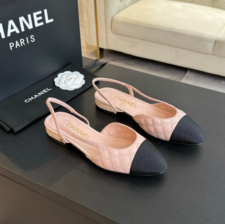 Chanel Two-Tone Slingback Flats