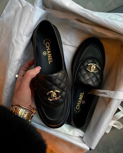 Chanel Lambskin Quilted CC Turnlock Loafers