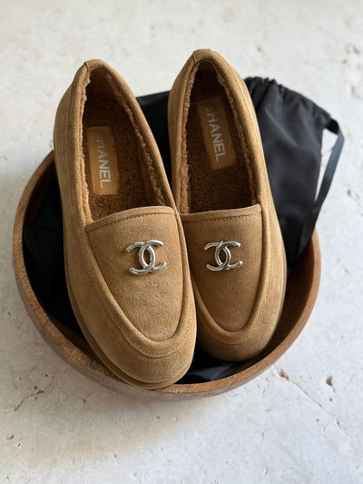 Chanel Shearling-Lined Suede Loafer Moccasin