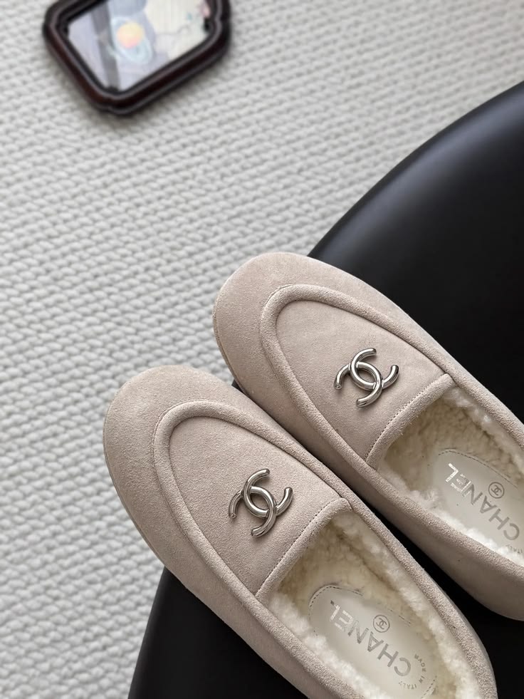 Chanel Shearling-Lined Suede Loafer Moccasin