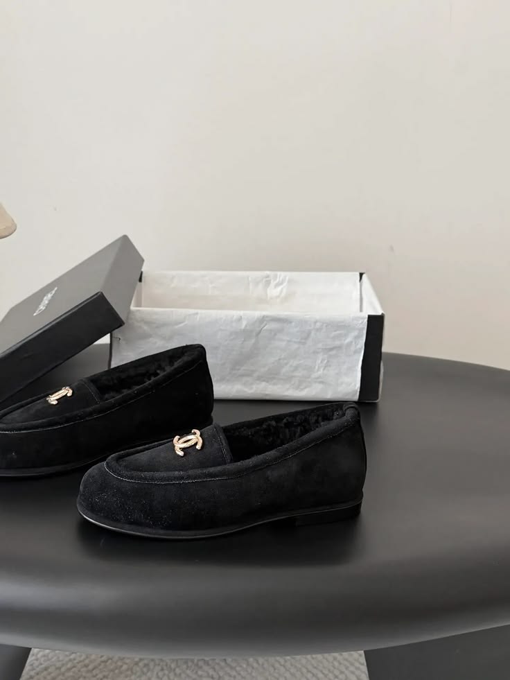Chanel Shearling-Lined Suede Loafer Moccasin