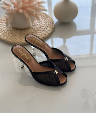 Chanel Mesh & Suede Peeptoe Mule