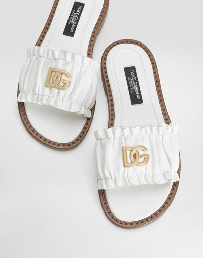Dolce & Gabbana Kids Ruffled Leather Slide