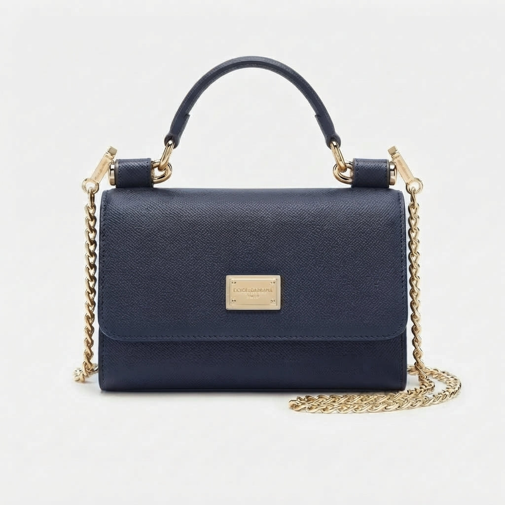 Dolce & Gabbana Indigo Blue Dauphine Smart Gloss Chain Bag