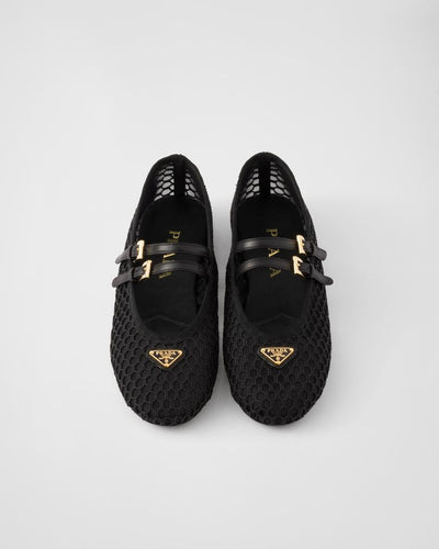 Prada Mesh Mary Jane Ballerina Flat