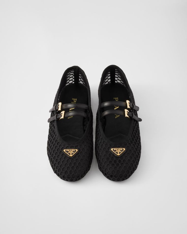 Prada Mesh Mary Jane Ballerina Flat