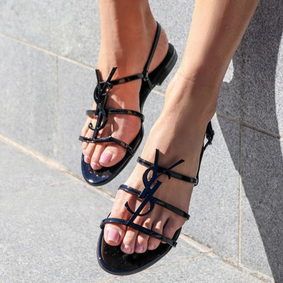Saint Laurent Cassandra Multi-Strap Flat Sandals