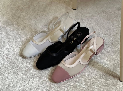 Chanel Mesh & Grosgrain Slingback Flat