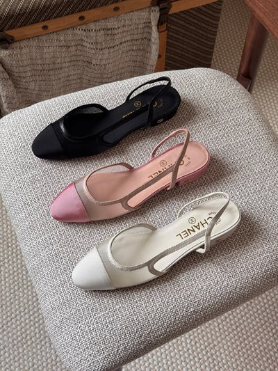 Chanel Mesh & Grosgrain Slingback Flat