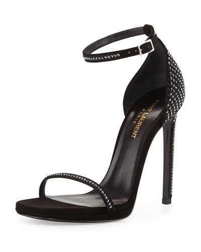 Saint Laurent "Jane" Crystal-Embellished Sandal