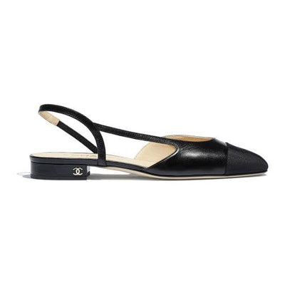 Chanel Goatskin & Grosgrain Slingback Flat