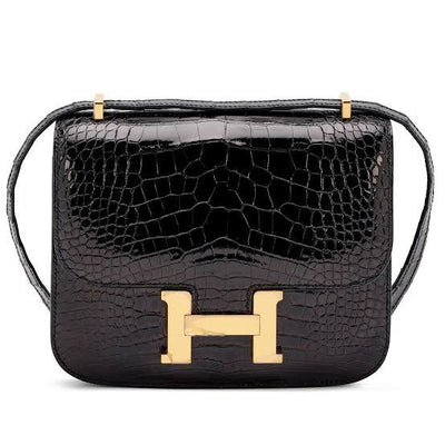 Hermès Black Crocodile/Alligator Constance 24 with Gold Hardware